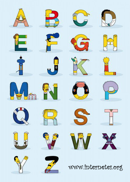 Imagenes del alfabeto con forma de los simpsons para etiquetar en facebook